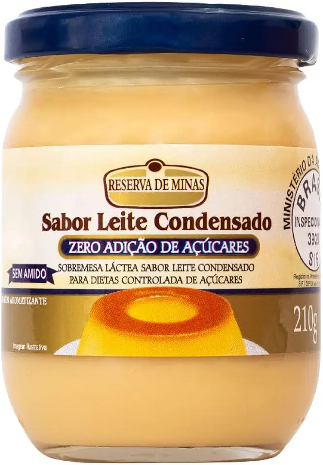 SOBREMESA LACTEA SABOR LEITE CONDENSADO ZERO AÇUCAR RESERVA DE MINAS 210g