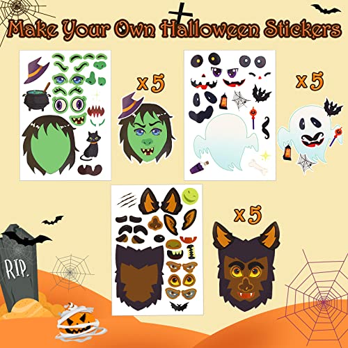 30Pcs Halloween Stickers For Kids, Halloween Activities For Kids, Diy Make Your Own Pumpkin Stickers, Halloween Party Favors Decorations Supplies For Toddlers, Halloween Classroom Craft Party Games #TOP3