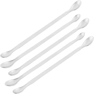 Aexit 5 Pcs Measuring Tools & Scales 200mm Length Singal End Headed Reagent Stainless Steel Cups Sampling Spoon