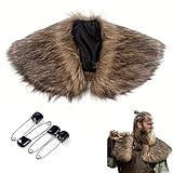 Bustlwor Châle Viking en Fausse Fourrure, Costume de Guerrier Viking, Vintage Châle en Fausse Fourrure, pour Halloween et Cosplay
