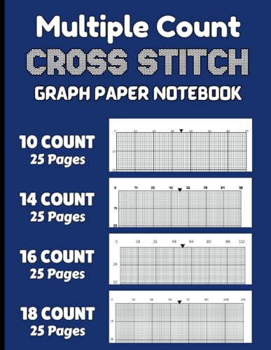 Multiple Count Cross Stitch Graph Paper Notebook (10, 14, 16, 18 Count): Cross Stitching in 10, 14, 16, 18 line Per Inch Grid Multi Count Graph Paper ... Embroidery Pattern Design Project • 100 Pages