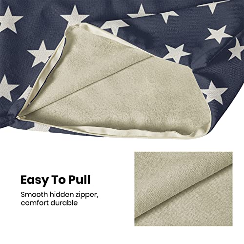 Gohdiwh 4Th Of July Pillow Covers 18X18 Set Of 2, Blue Independence Day Stars Decorative Outdoor Throw Pillows Linen Memorial Day Patriotic Cushion Pillow Covers For Sofa Couch Summer Outdoor Decor #TOP5