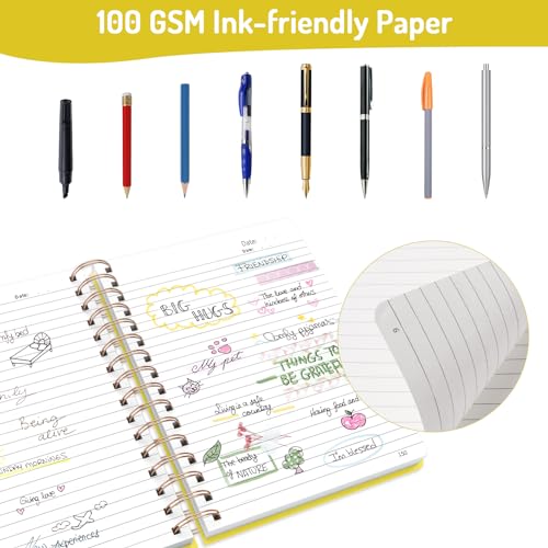 Carnet à spirale ligné A5 Forvencer avec pages numérotées et cahier de notes épais - 5