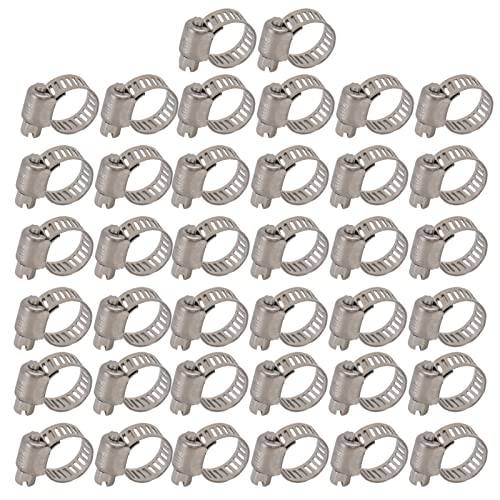 ANKROYU 50Pcs 304 Stainless Steel Hose Clamps Heavy Duty Adjustable Fuel Line Clamps for Automotive Marine Industrial Plumbing Applications (13-19)