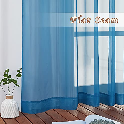 Image of NICETOWN Sheer Curtains for Bedroom Windows, Grommet Living Room Curtain Drapes Voile Textured Soft & Lightweight Window Dressing for Nursery, Turquoise, W54 x L63, 2 Panels