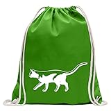 Kiwistar - Mochila deportiva con diseño de gato para entrenamiento Gimnasio de compras de algodón con cordón, Unisex adulto, verde pallido, 37 x 46cm