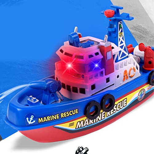 Elektrisches Feuerboot, Spielzeugboot Elektrisch mit Musik und Leichtem Wasserspray Marine Fire Fire Pretction Model