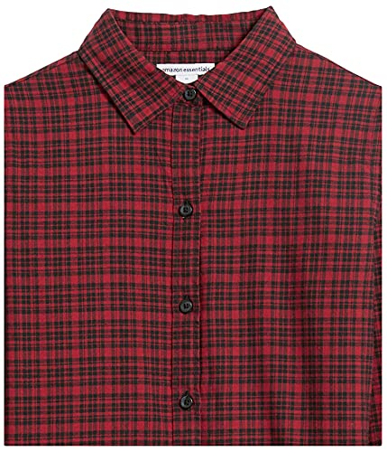 Image of Amazon Essentials Women's Regular-Fit Long-Sleeve Lightweight Plaid Flannel Shirt with Brushed Finish, Shirttail Hem