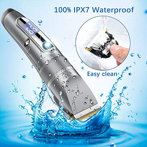 GOOLEEN Hair Clippers for Men Cordless Hair Trimmer Beard Trimmer IPX7 Waterproof USB Rechargeable Hair Cutting Kit with Hairdressing Cape LED Display - Thumbnail 5