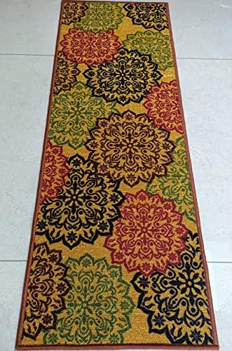BuyElegant Polyester Area Rug Non Slip Carpet Runners for Kitchen Lounge Landing Area Conservatory Golden Décor 137 x 49 cm