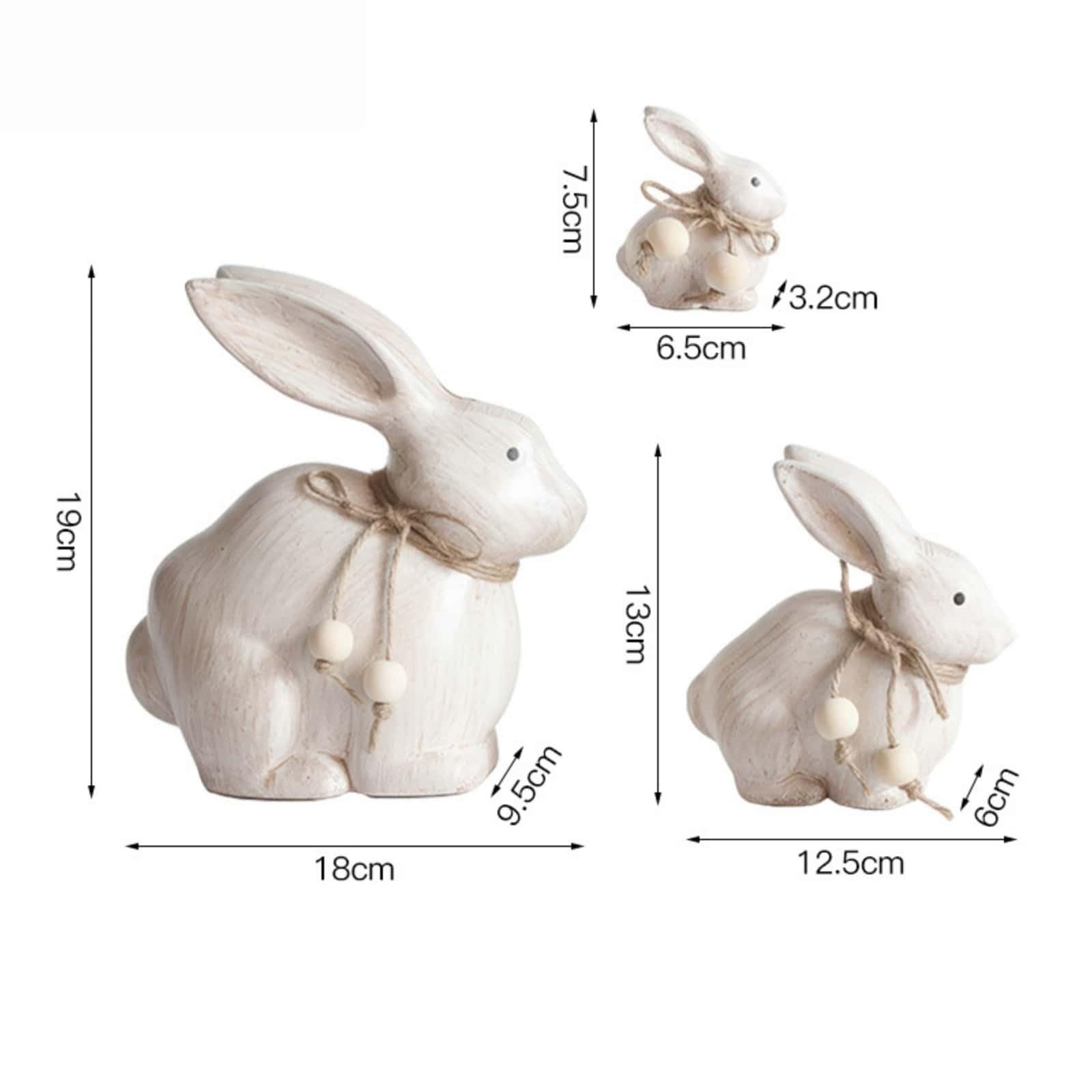Figura de madera de conejo de Pascua blanco al aire libre, jardín, patio, interior, sala de estar, mesa de mesa, estante de Pascua, vacaciones, hogar de temporada (B, 19.00)