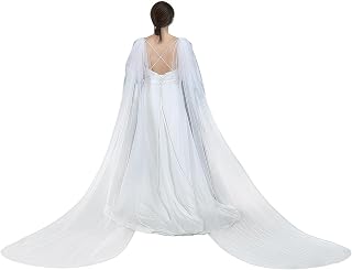 Wedding Bridal Cape, Detachable Sleeve Tulle Shawl Shoulder, Soft Tulle Bridal Shawl Wedding Wraps Capelet Veil Cloak Pin for Formal Dress