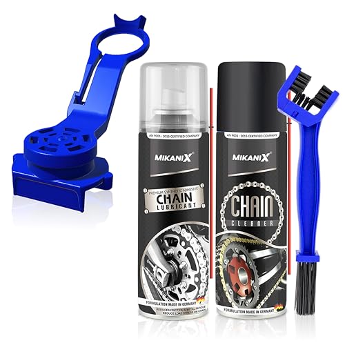 Image of MIKANIX Combo Of Bike Chain Lubricant and Chain Cleaner Spray With Cleaning Brush | Chain Oiler Nozzle Dispenser | Clean | Shine Motorcycle and Bicycle Chain (Pack Of 4) (500 ML)