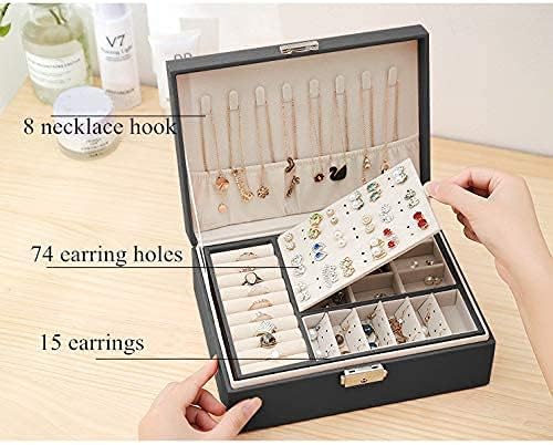 Mtianxy Jewellery Box, Women Double-Layer Pu Leather Women Mother's Day Birthday Gift Jewelry Storage Case for Rings Earrings Bracelets Necklaces Jewellery Organiser