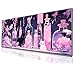 Cute Anime Cat Gaming Mouse Pad Pink Kawaii Large Desk Mat, 31.5x11.8 Inch Mousepad Extended Non-Slip Rubber Base Keyboard Mat with Stitched Edges for Desk Home Office