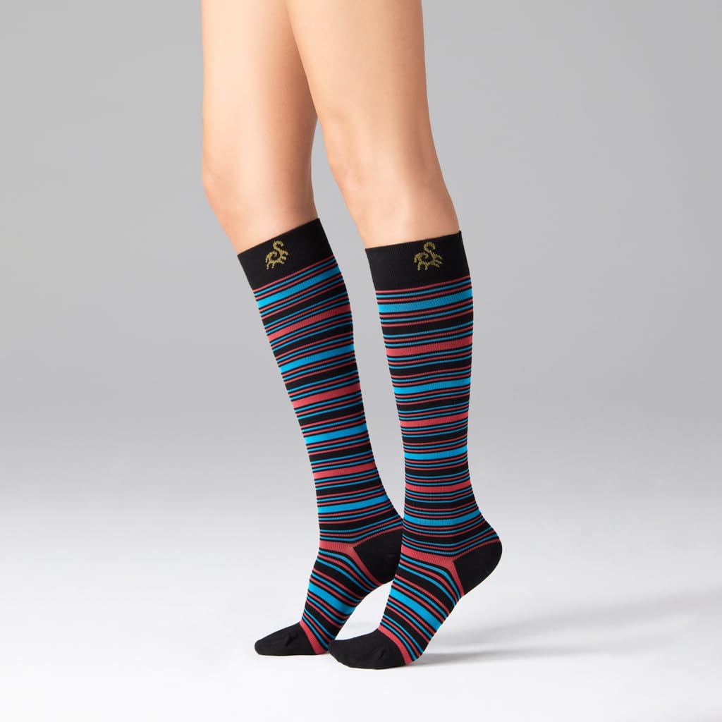 SOLIDEA Gambaletti STRIPE GAME ALTAIR, Colore NERO, Calze a compressione graduata 15/21 mmHg Art. 0626A0