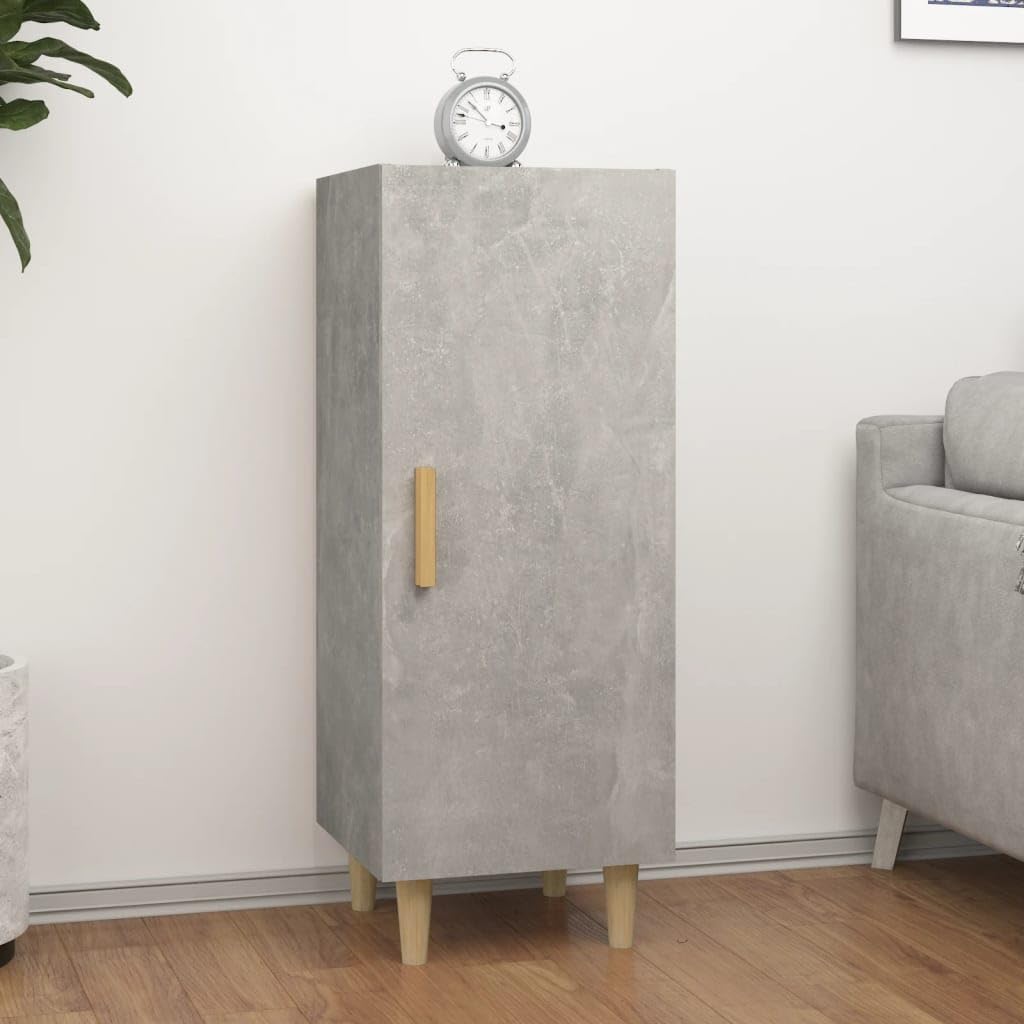 Aparador gris hormigón 34,5 x 34 x 90 cm, material de madera, buffet robusto con espacio de almacenamiento, armario auxiliar versátil para salón, comedor