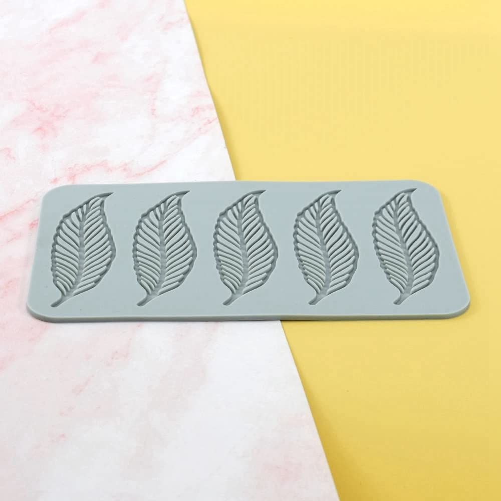 TUKE Stampi in silicone con foglie 3D, motivo floreale, per torte e fondente, motivo a foglie di ape, stampi per pasticceria, motivo rosa, motivo cioccolato, in pizzo (foglia, 25,3 x 10,4 x