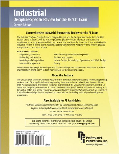 Ppi Industrial Discipline-Specific Review For The Fe/Eit Exam, 2Nd Edition – A Comprehensive Review Book For The Ncees Fe Industrial And Systems Exam #TOP1