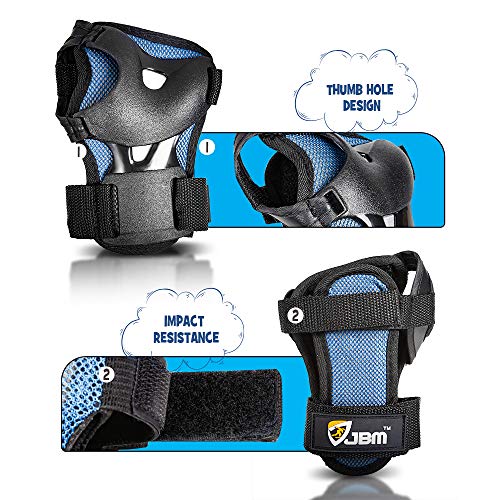 JBM Kids Knee Pads and Elbow Pads with Wrist Guards and Adjustable StrapsProtective Gear Set for Roller Skating Cycling BMX Bike Skateboard Inline Skatings Scooter Riding Sports - Thumbnail 5