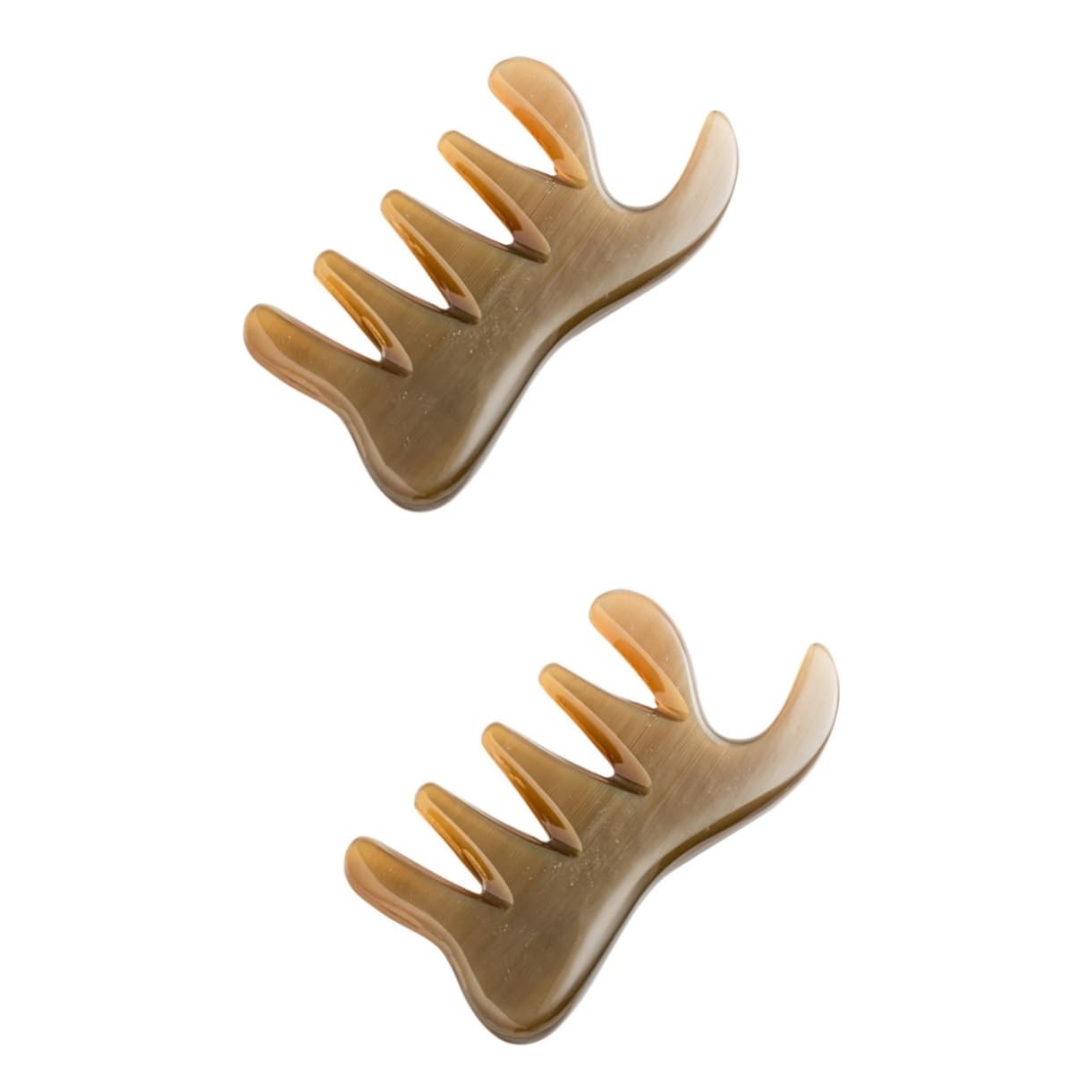 2piezas Peine De Masaje De Cuerno De Búfalo Herramienta De Masaje Guasha Para Relajación Muscular Aumento De Circulación Sanguínea y Alivio De Fatiga Diseño Ergonómico y