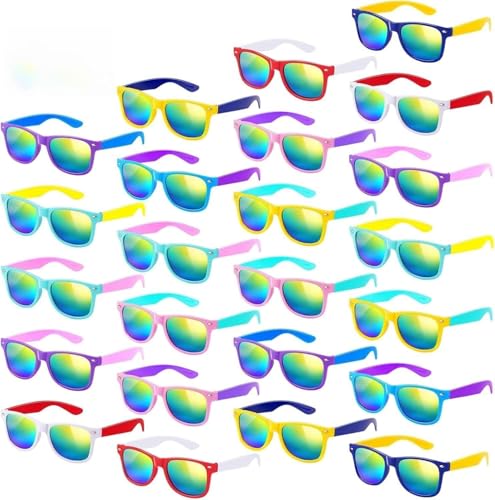 Mikulala 24 Pack Kinder Sonnenbrille,Farben Neon Sonnenbrillen in Bulk...