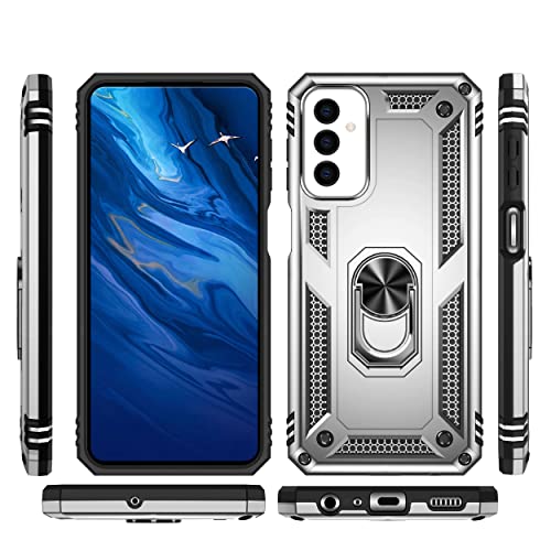 Elubugod Case for Samsung Galaxy M23 5G Case Cover,Magnetic Car Mount Bracket Shell Case for Samsung SM-M236B/DS Galaxy M23 5G / SM-M236Q/DS SM-M236L / Galaxy Buddy 2 Case Silver