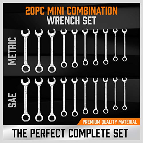 Image of HORUSDY 20-Piece Mini Wrench Set, Small Wrench Set, Metric and SAE Mini Combination Wrench Sets