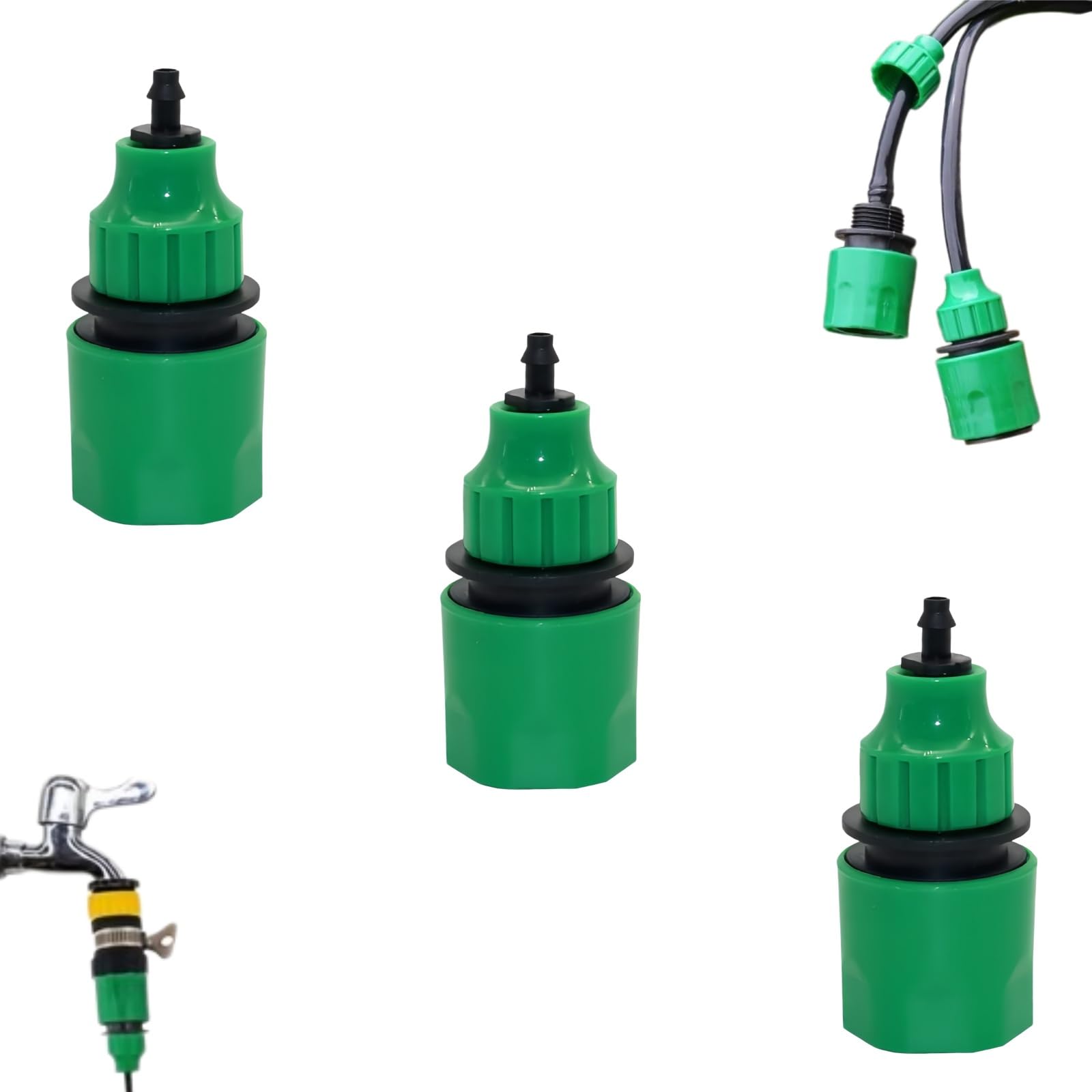 XIAGER 3PCS Hose Connector Set for Garden Hose,Adapter Fittings for 4/7mm & 8/11mm Micro Irrigation Pipes,Hoses Pipe Connectors and Attachments,Tap to Drip System Hoses Fitting