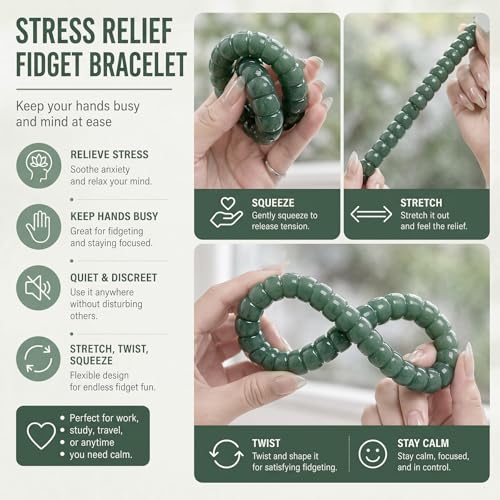 Image of Frodete Bodhi Fidget Bracelet Seed Stretch Anxiety Relief Healing Jewelry