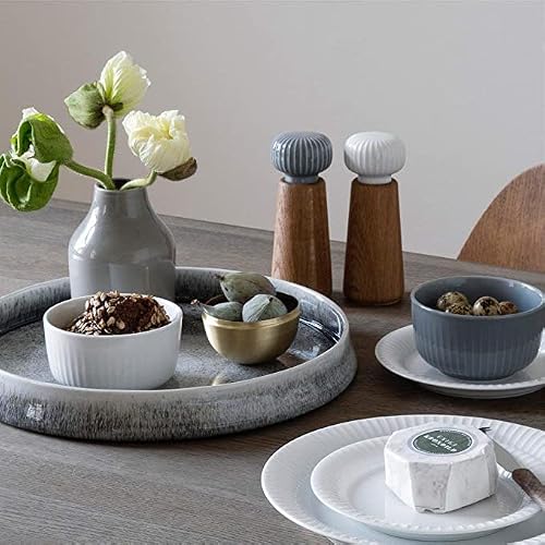 Kähler Hammershoi Salt and Pepper Mill Made of Wood and Porcelain Head, Modern Spice Mill to Turn with Groove Design, Indigo, 18.5cm - Image 8