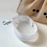 1pc Clear White Keychain Pouch, Portable Mini Zipper Case Figure Display Pouch with Hook, Small Waterproof PVC Makeup Bags Travel Cosmetic Case for Organizing Keys Lipstick
