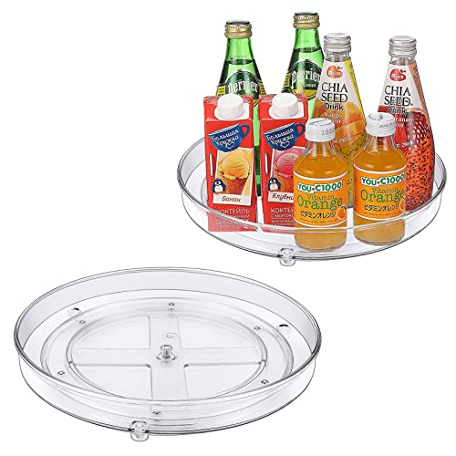 Wodovia 2 Pcs Plateau Tournant Placard Cuisine Support De Stockage D'épices, Organisateur de Rangement Cuisine socle tournant pour épices et ingrédients de cuisine, transparent (23.5 + 27cm) Cover