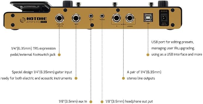 Hotone Ampero One MP-80 Guitar Bass Amp Modeling IR Cabinets Simulation Multi Language Multi-Effects with Expression Pedal Stereo OTG USB Audio Interface