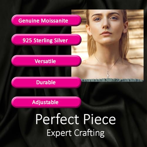 Exquisite Moissanite & 925 Sterling Silver Jewelry Set: Trendy European Design with Pendant (1 Carat, 1/4-inch, 6.5mm) and Earrings (Each: 0.5 Carat, 3/16-inch, 5mm) – Elegant Leather Gift Box Included4