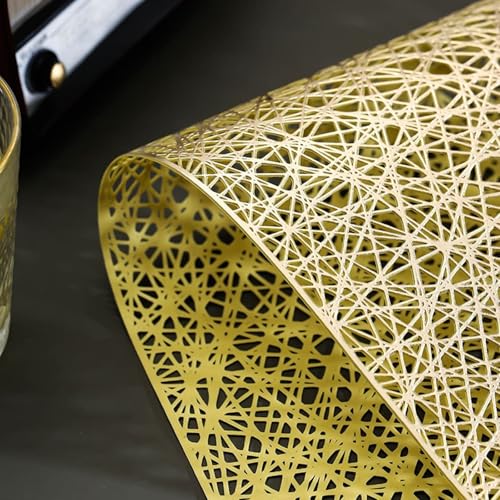 Sets de table dorés géométriques creux chic pour illuminer vos repas - 4