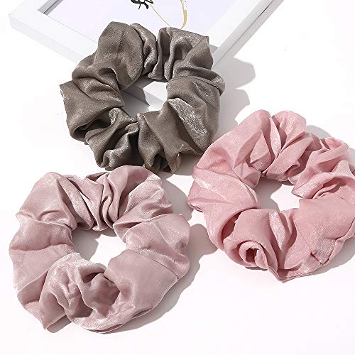 Image of Ivyu Silk Satin Scrunchies - No Crease Hair Ties for Women, Thick Hair Ponytail Holders with Soft Elastic Bands
