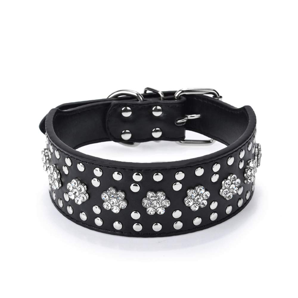 Collier pour chien avec strass en cuir véritable scintillant luxe