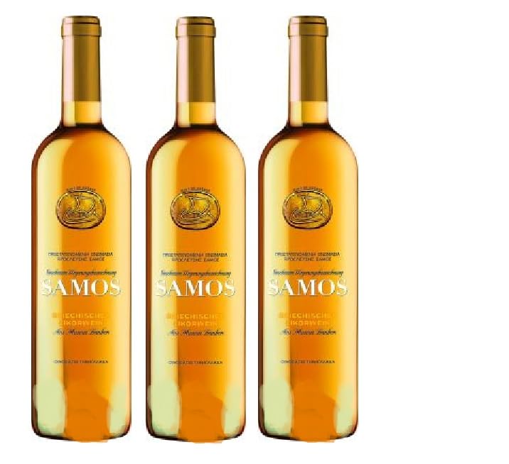 3 Flaschen Samos Likörwein Kourtaki a 750ml 15% Vol. (aus Muskattrauben) Greek Wine Doux + Space Riegel von Onlineshop Bormann