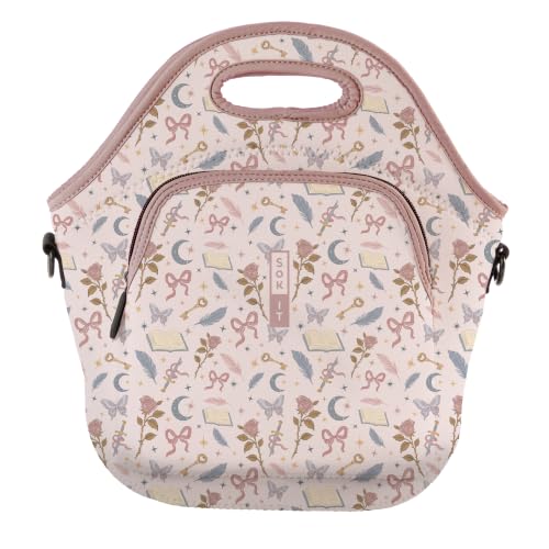 Sok It LunchTote Zippered Bag Insulated Neoprene Caddy (Blooms and Blades, X-Large 6.5 Quart Lunch Tote)