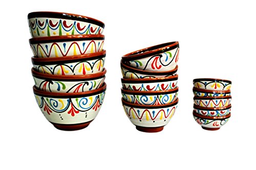 Cactus Canyon Ceramics Spanish Terracotta 5-Piece Small Salsa Bowl Set (European Size), White #TOP6