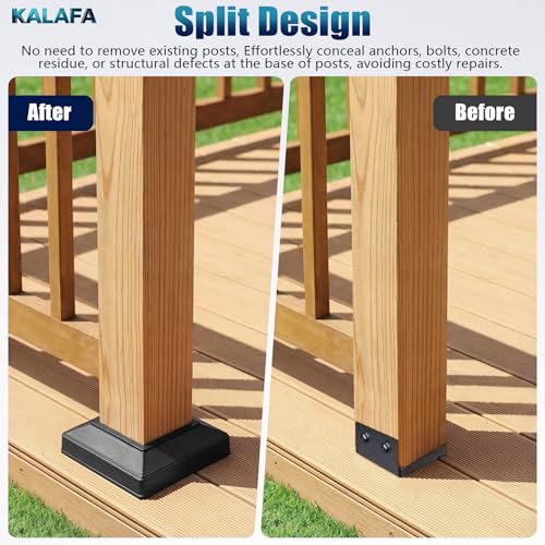 4-Pack Aluminum 4x4 Deck Post Base Cover with 3.5"x3.5" Waterproof Gasket by KALAFA - Used condition - Image 4