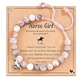 FYUKISS ホースギフト 女の子への馬のチャームブレスレット 女の子に 孫娘 姪 馬を愛した姪 誕生日 クリスマス ギフト, Adjustable Length in 6.5-11 Inches, 石材, 宝石なし
