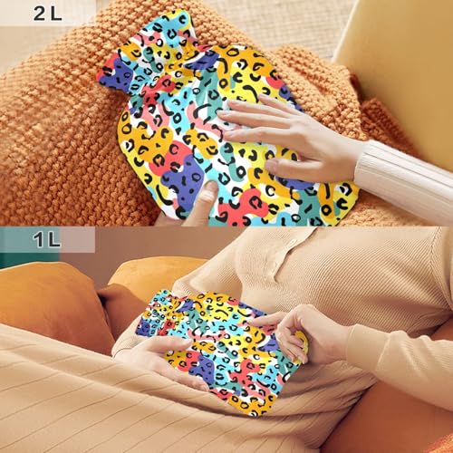 Bolsa de agua caliente de PVC para noches frías con funda de terciopelo de leopardo 6