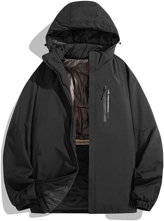 Men's And Women's Hooded Colorblock Jacket Multi-Pocket Functional Fleece Lined Softshell Winter Coat