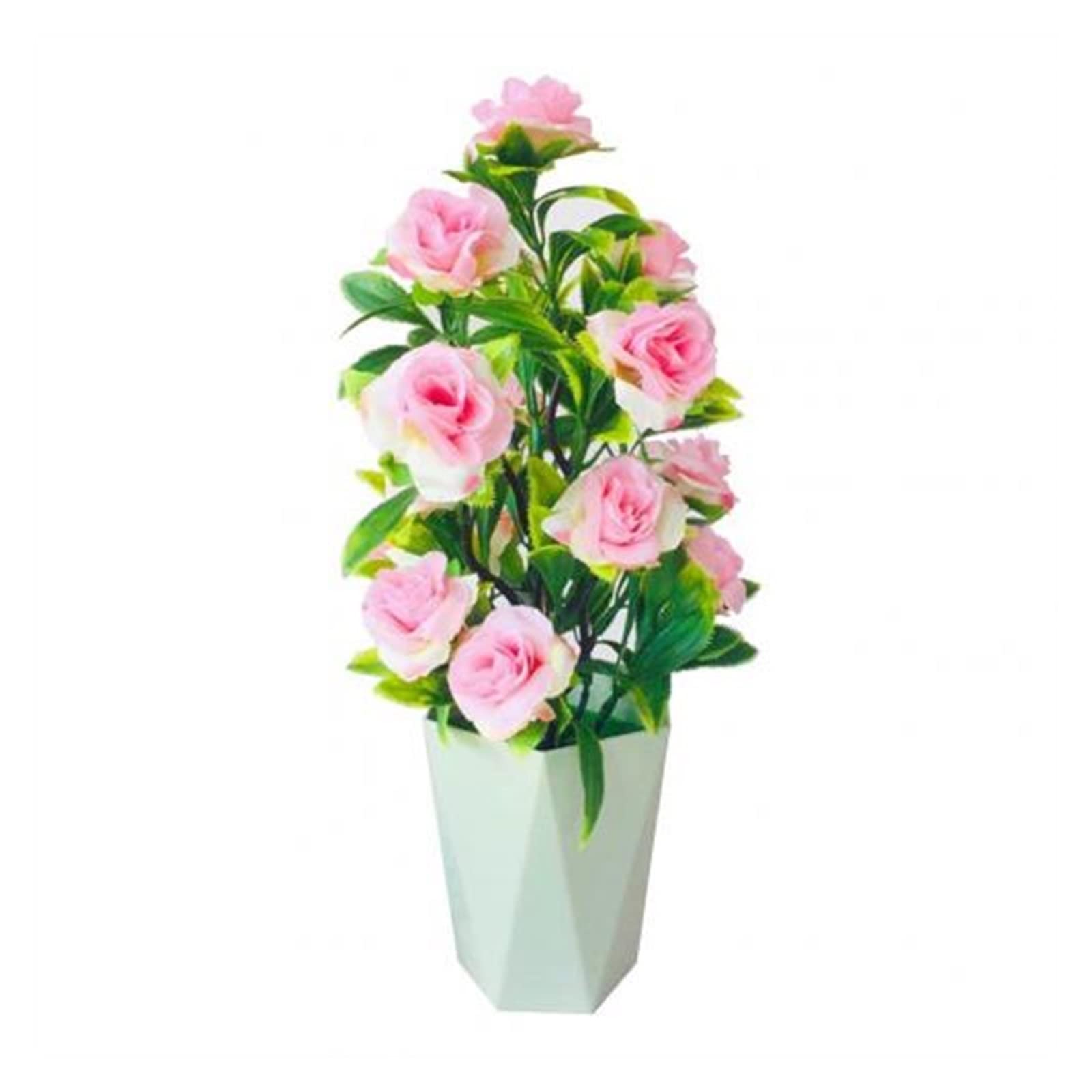 Plantes artificielles rose avec pot gris au réalisme saisissant pour table