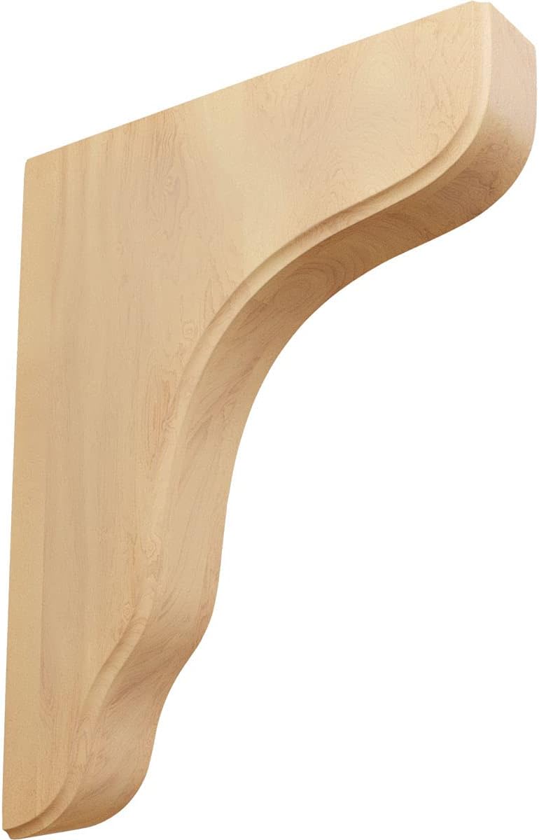 Ekena Millwork BKTW02X07X10PLRW Plymouth Wood Wood Brackets, 1 3/4"W x 7 1/4"D x 9 1/2"H , Rubberwood