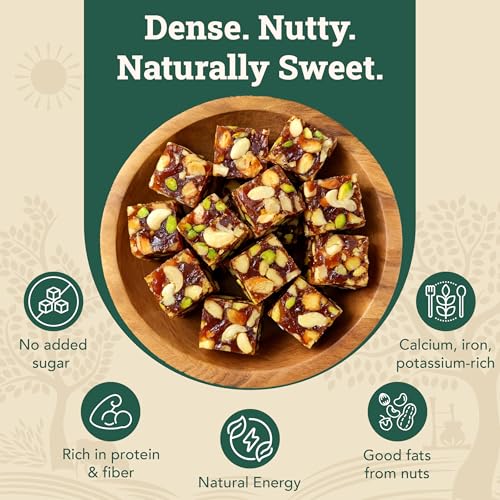 Image of Anveshan Khajoor Dry Fruit Paak Mithai - 200 gm | Super Healthy Sweets | Sugar Free | 100% Natural | Made Using Dates, Nuts, A2 Desi Cow Ghee