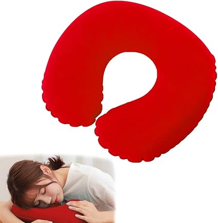 Amazon ネックピロー U型まくら 携帯枕 U型 首枕 エアーピロー くびまくら 手動プレス式膨らませる ねっくぴロー 旅行用 飛行機 トラベル 旅行枕 レッド 携帯枕 オンライン通販