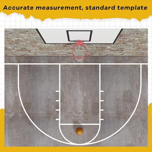 Lunmon Basketball Court Stencil Kit Basketball Marking Stencil Kit Basketball Court Marking Kit Corrugated Cardboard for Gym Asphalt Concrete Driveway Home and Local Park No Paint Included